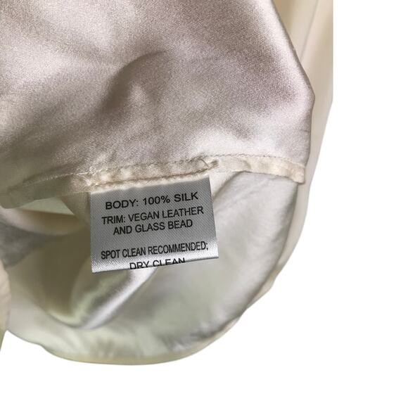 Amanda Uprichard Top Womens Sz Small Cream Embroidered 100% Silk Long Sleeve NWT - Picture 7 of 10